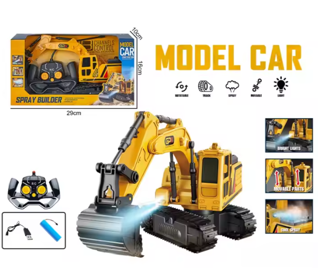 Радіокерований екскаватор Spray Builder з LED-підсвічуванням та парогенерацією для дітей, фото 1