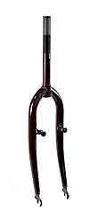 Вилка 28" проста коричнева, сталева, шток 1" - 24см, різьблення 11см, під гальма вибрейк