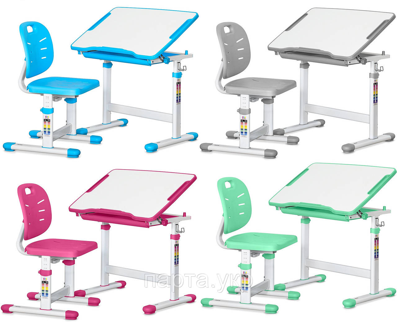 Комплект ергономічна парта трансформер + стілець Evo-кids