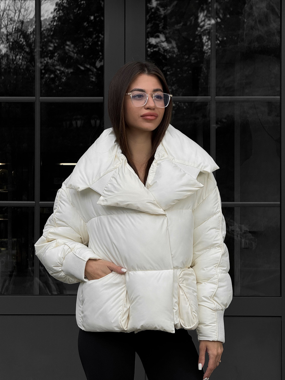 Зимові жіночі куртки стильні 40-48 молочний, фото 1