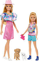 Ляльки Барбі та Стейсі з аксесуарами Barbie & Stacie Doll Set with 2 Pet Dogs HRM09