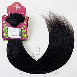 Натуральне Європейське Волосся на Заколках 50 см 160 грам, Чорний №1B