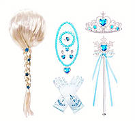Набір аксесуарів Ельзи. Перука, паличка, корона, кольє, кліпси, рукавички