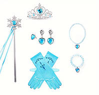 Набір аксесуарів Ельзи. Паличка, корона, кольє, кліпси, рукавички