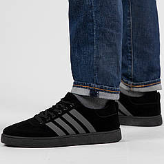 Замшеві чоловічі кросівки чорні (510)