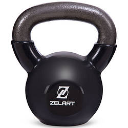 Гиря чавунна з вініловим покриттям Zelart TA-5161-12 вага 12кг чорний