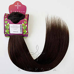 Натуральне Європейське Волосся на Заколках 50 см 160 грам, Шоколад №1C