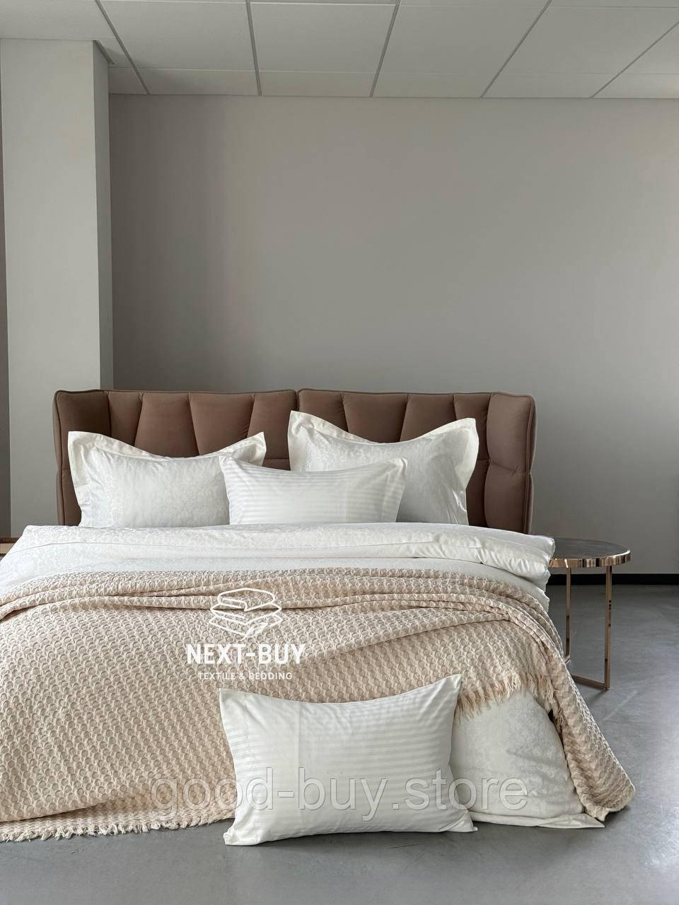 Постільна білизна Maison D'or Pearl White 200x220см бамбук жаккард, фото 1