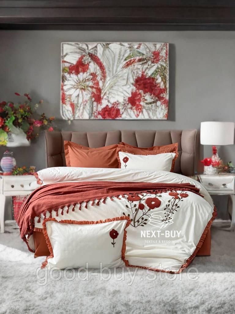 Постільна білизна Saheser Alessa Keremit євро 200х220 з вишивкою