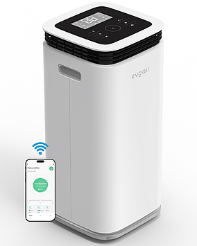 Осушувач повітря evoair 50 м² FlexiDry 22 Smart, осушення 22л /24 год, резервуар 4.5 л, іонізація повітря, дистанційне керування