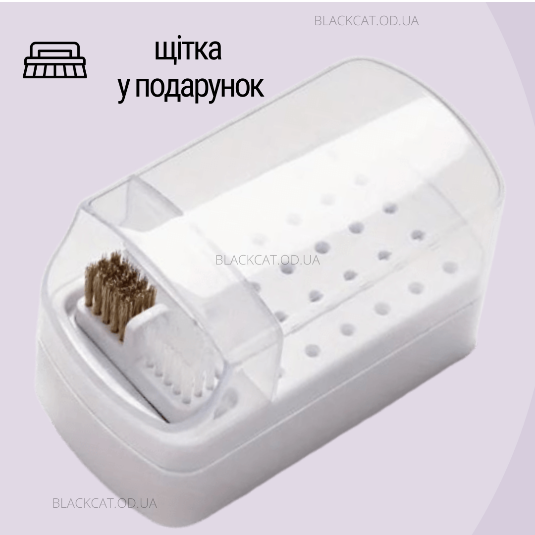 Підставка для фрез, насадок для манікюру з кришкою на 30 фрез із щіточкою, фото 1
