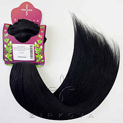 Натуральне Європейське Волосся на Заколках 50 см 160 грам, Чорний №01