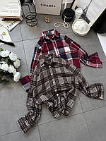 Сорочка жіноча в карту на ґудзиках фланель байка 42-46 48-52 54-58