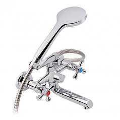 Змішувач для ванни Lidz Lamb 142 з поворотним виливом двовентильний (з душовим гарнітуром) LDLAM142CRM35081 Chrome