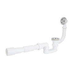 Сифон для ванни Lidz LSW05 випуск 70 мм, плоский, без ревізії, з корком на ланцюги (вихід гофра 40/50 мм)