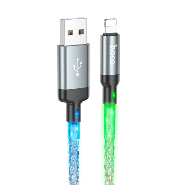 Кабель HOCO U112 Shine Charging Data Cable USB to Lightning, 1м, 2.4А Grey