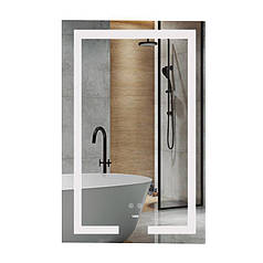 Дзеркало Lidz Kubis 500х800 з LED-підсвіткою Touch, з антизапотіванням, з диммером, рег. яскравості LD78LF9365080