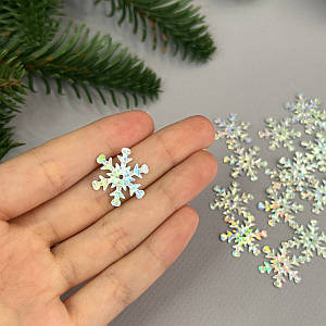 20мм Паєтка сніжинка 5г - срібло голограма