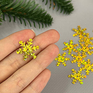 25мм Паєтка сніжинка 5г - золото голограма