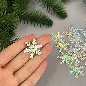 25мм Паєтка сніжинка 5г - срібло голограма