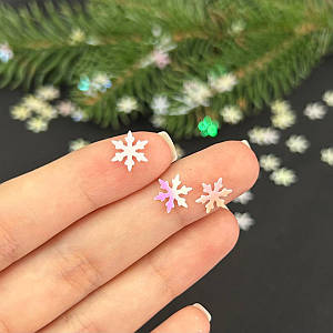 9мм Паєтка сніжинка 5г - біла з переливом