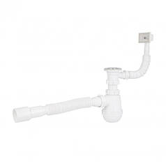 Сифон для кухонної мийки Lidz LK17, колбовий з квадратним переливом (вихід 50 мм)