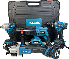Набір Makita 4в1 36V — перфоратор DHR 202, болгарка DGA 504, шурупокрут DTW 485, гайковерт — DTW 301