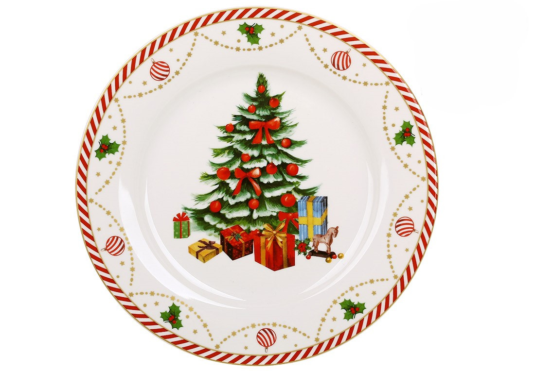 Тарілка новорічна BonaDi Ялинка 19 см K137 кераміка