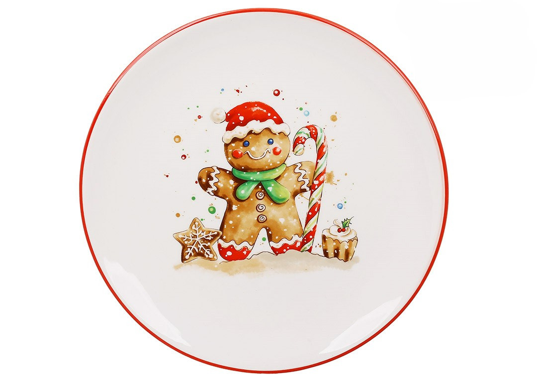 Тарілка новорічна BonaDi Пряниковий чоловічок 24 см DM810-X кераміка