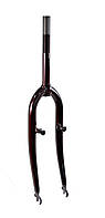Вилка 26" проста коричнева, сталева, шток 1" - 24см, різьблення 11см, під гальма вибрейк