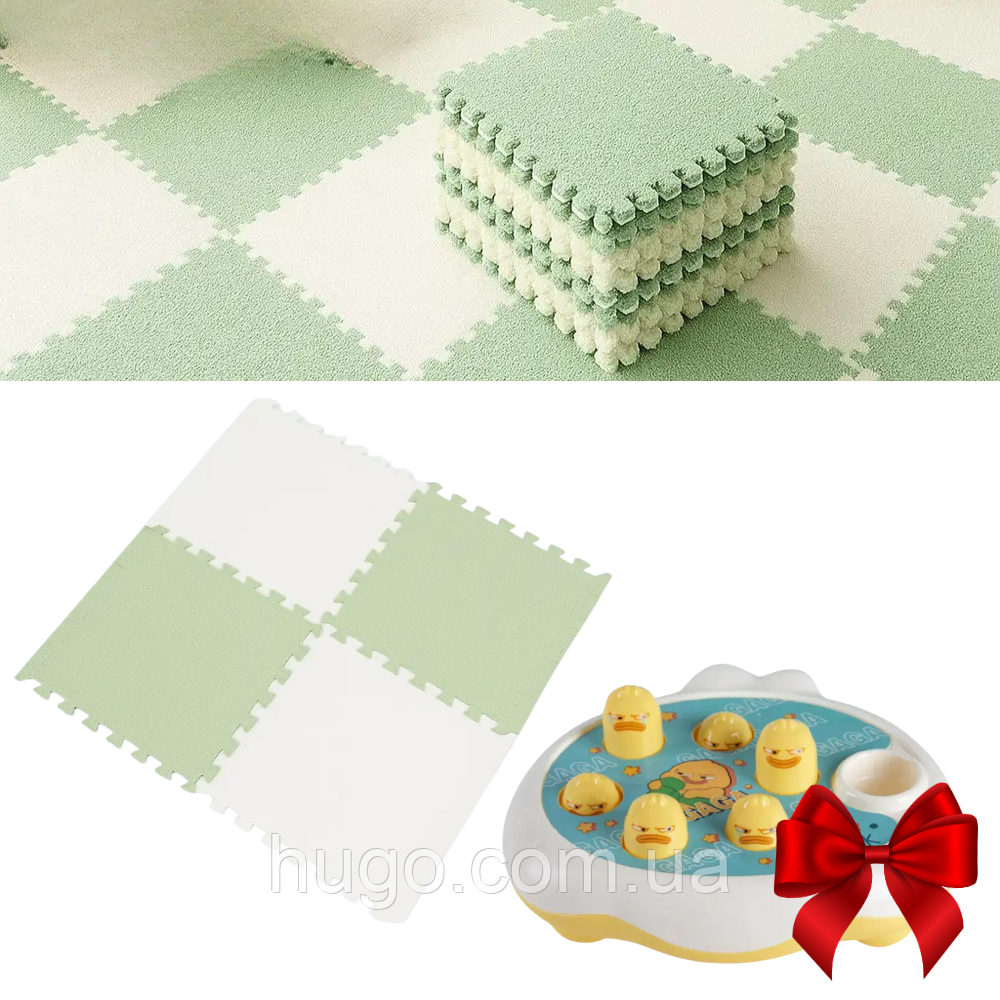 Килимок-пазл 20шт + Подарунок Іграшка "Злови качку" / Дитячий килим пазл з ворсом / Пазли на підлогу, фото 1