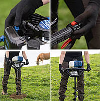 Мотобур Scheppach EB 2000-SET із шнеками Ø 100, 150, 200 мм. для буріння будь-якого типу ґрунту, фото 10