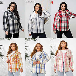 Сорочка в карту кашемір із капюшоном 52.54.56.58 рр. Україна колір у коментарії