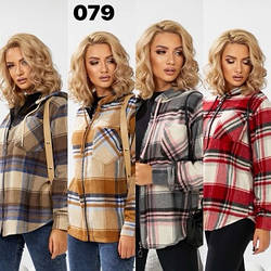 Сорочка в карту кашемір на блискавці з капюшоном норма 42.44.46.48 Україна колір у коментарії