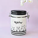 Банка керамічна з кришкою "Meow" керамічна з малюнком котів герметична, стильний контейнер для кухні, фото 6