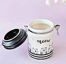 Банка керамічна з кришкою "Meow" керамічна з малюнком котів герметична, стильний контейнер для кухні, фото 7