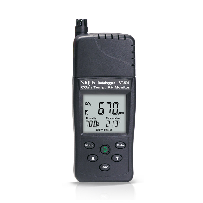 Газоаналізатор-логер CO2/термогігрометр портативний з підключенням до ПК TENMARS ST-501 sirius