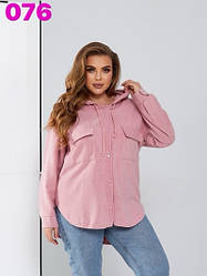 Сорочка жіноча однотонна з капюшоном батал 52.54.56.58 Україна колір у коментарії