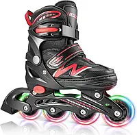 Роликові ковзани Hozzen для дітей регульовані 28-31 розмір з LED колесами чорні унісекс