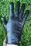 Шкіряні чоловічі рукавички із вовняною підкладкою (сенсорні), фото 3