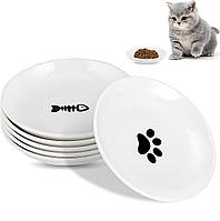 Набір мисок для тварин XINGNA керамічний 6 шт 15х15 см білий для котів та собак