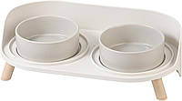 Набір керамічних мисок для кішок RAISED TWIRLA 2шт підняті 480мл з нековзною підставкою бежеві
