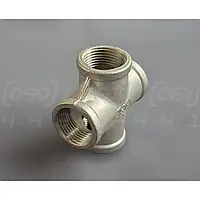 Хрестовина різьбова нержавіюча Ду20 (3/4") AISI316, рівнопрохідна, внутрішня різьба BSPT, Class 150