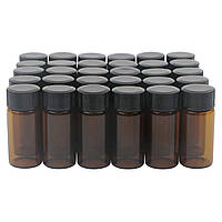 Скляні пляшечки для лабораторних зразків Unxuey об'ємом 5 мл з чорною пластиковою кришкою, що закручується, порожні банки для зраз