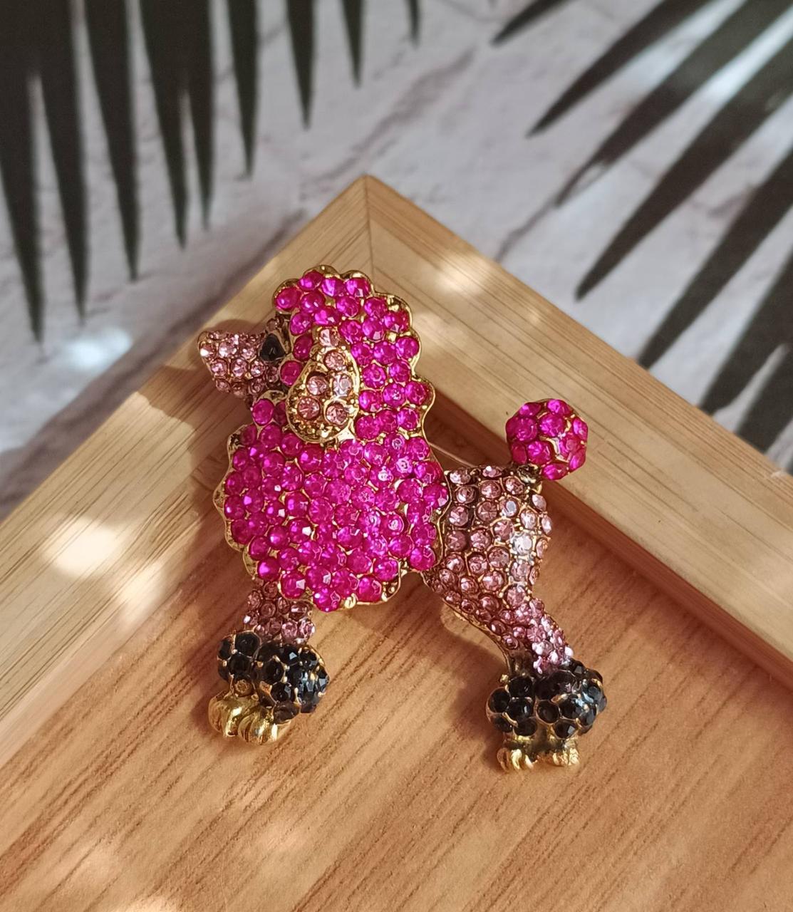 Брошка Рожевий пудель BRS109, фото 1