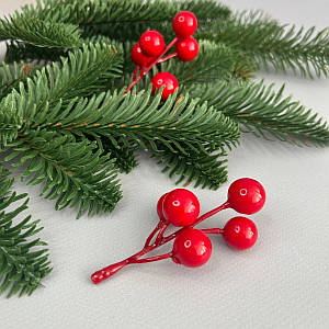 Калина лакова гілочка Ø12-18 мм, для декору, довжина 8 см - червона