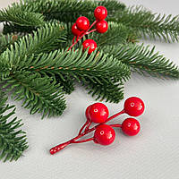 Калина лакова гілочка Ø12-18 мм, для декору, довжина 8 см - червона