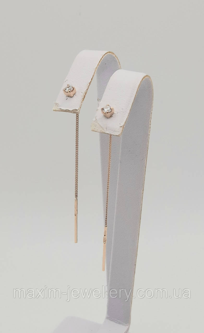 Сережки - протяжки в червоному золоті, фото 1