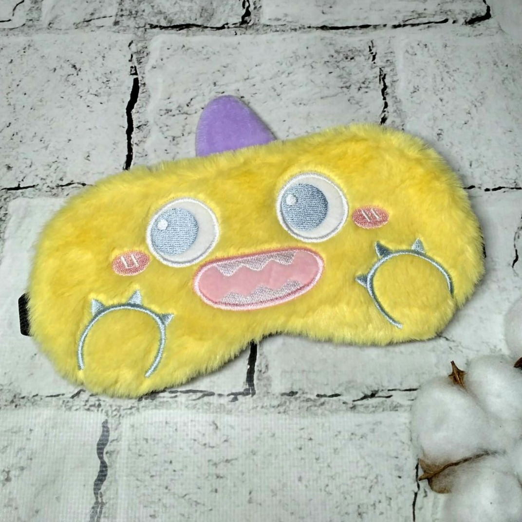 Маска для сну плюшева Монстрик 20х9 см Жовта 20241-4