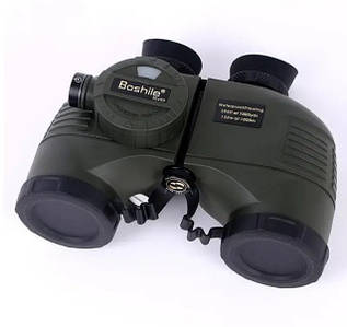 Тактичний бінокль Boshile 7×50 круглий із далекомірною сіткою та компасом (зелений)